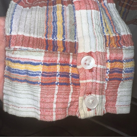 Free People We the Free Plaid Crepe Crinkle Boho Festival Button Down Shirt Med - Picture 6 of 12